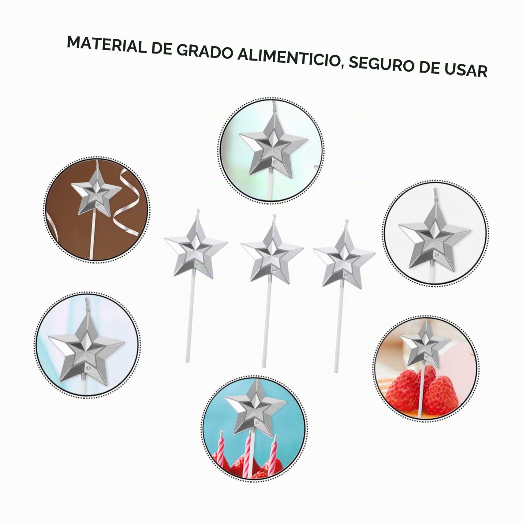 PRETYZOOM 24 Piezas 1 Juego Vela Decorativa Estrella Accesorios para Pasteles Velas de Pastel en Forma de Estrella Ornamento decoración Boda Pastel de cumpleaños Suministros Celebridad Rubor