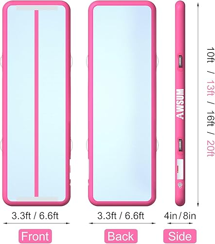 Miniatura 3 de AWSUM - Colchoneta inflable para gimnasia y acrobacias, 8 ó 4 pulgadas de grosor, incluye bomba eléctrica, para hogar, gimnasio o exterior, 10, 13,