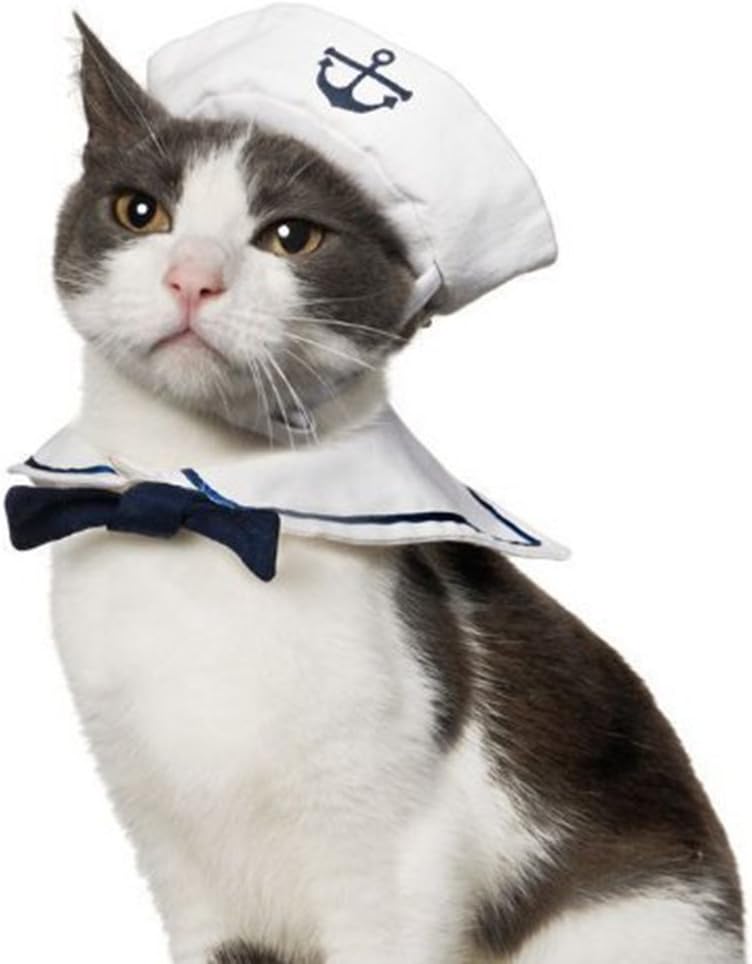 Namsan Cat Dog Sailor Costume Hat Navy Tie Collar