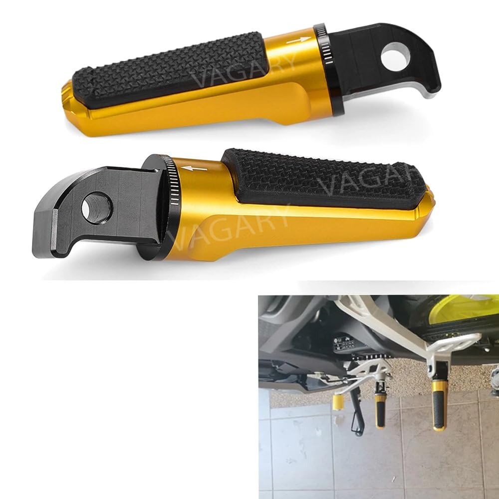 Vagary Pedals Rear Foot Pegs Passenger Footrests For Yamaha R15 V3, V4, R15M, MT-15, V2, FZ-X KTM, Suzuki, Aerox 155, NS 200 (Golden)