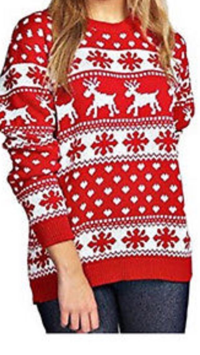 New Women's Ladies Xmas Ferisle Reindeer Snow Flakes Knitted Christmas Jumper Top. UK 8-26