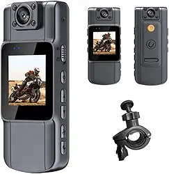 FINYQBET Mini Câmera Espiã com Tela - Câmera Oculta 4K com Visão Noturna Infravermelha, Tela 1.54', Bateria de 7 Horas - Ideal para Segurança Patrimonial, Motocicleta, Entregas e Esportes Radicais