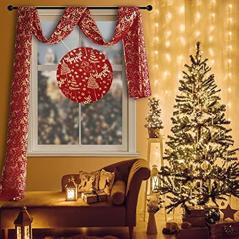 Christmas Party Decorations Red Window Scarf for Canopy Bed/Living Room Curtains Valances for Windows 52 x 216 Inches Long Cover