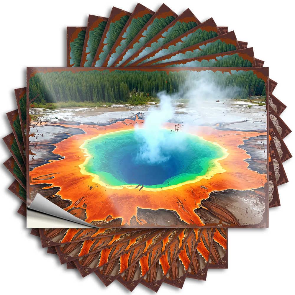 Fzfn Colour Patio Decor Lettering Sticker Laptop | Grand Prismatic Spring: Nature's Vibrant Masterpiece Punk Darts Sticker Pack(8X12cm)