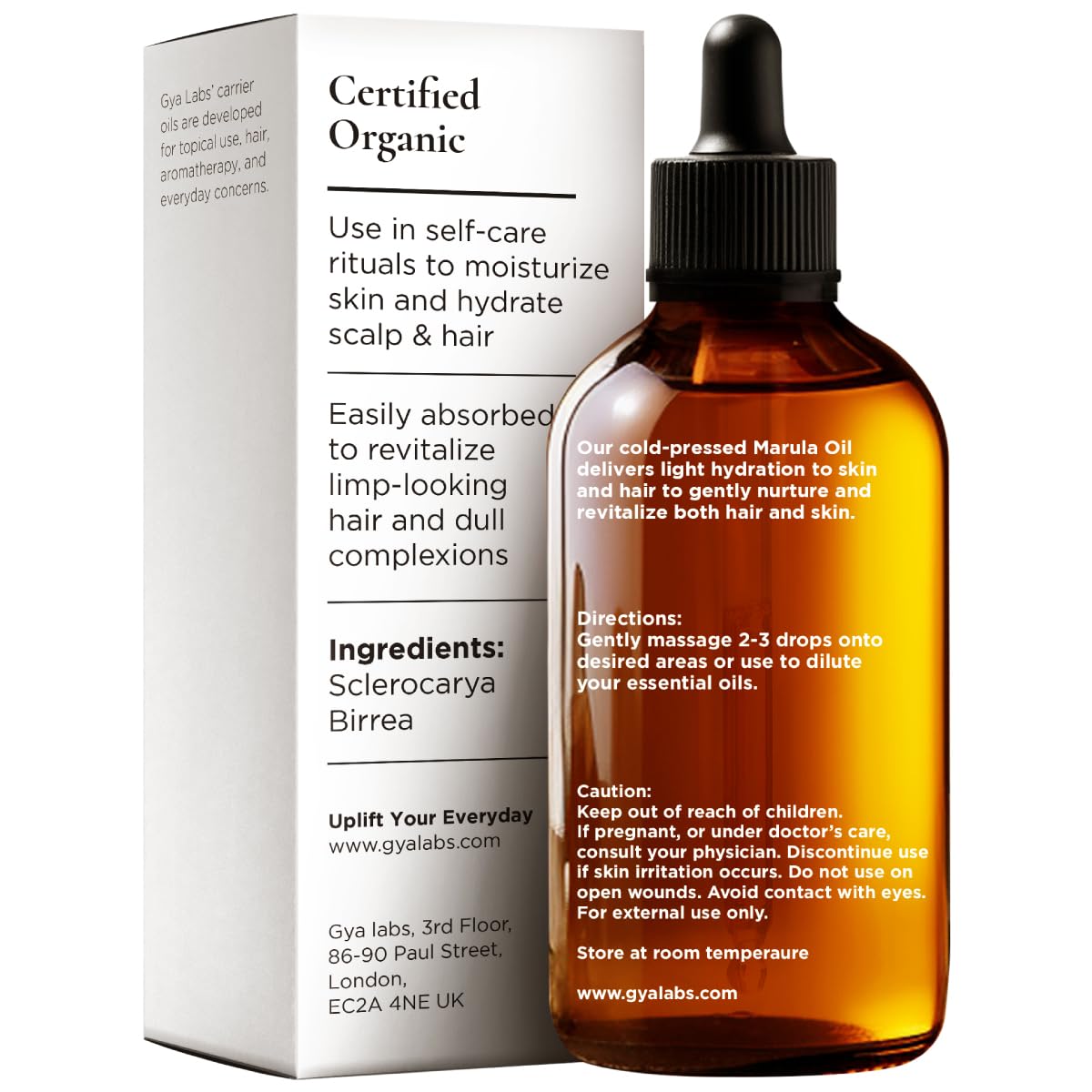 Gya Labs Marula Carrier Oil for Skin - Cold Pressed Organic Marula Oil for Hair - 100% Pure Therapeutic Grade Aromatherapy Marula Oil for Face, Nails, Massage & Hair (30ml)