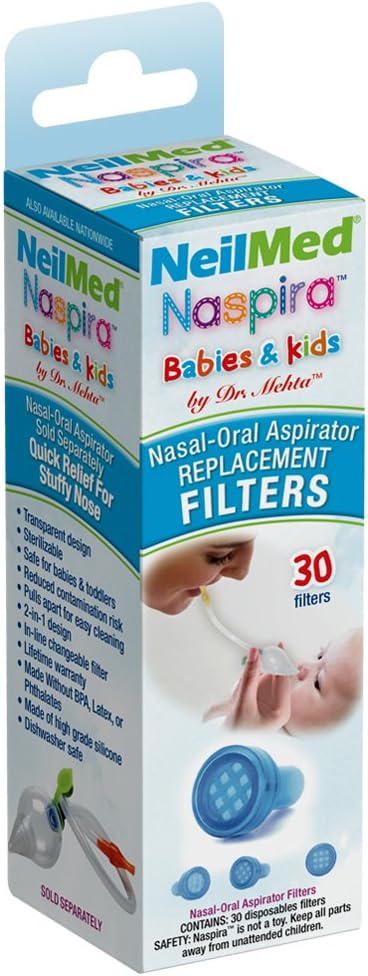 NeilMed Naspira Filter Replacements, Blue, 30 Count