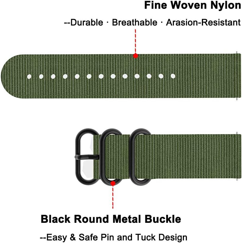 YEEJOK Vivoactive 6/5/3 Watch Bands Replacement, 20mm Nylon Watch Strap+ Metal Watch Band Compatible for Garmin Venu/Garmin Vivoactive 3 Music/Forerunner 645/245 Smartwatch