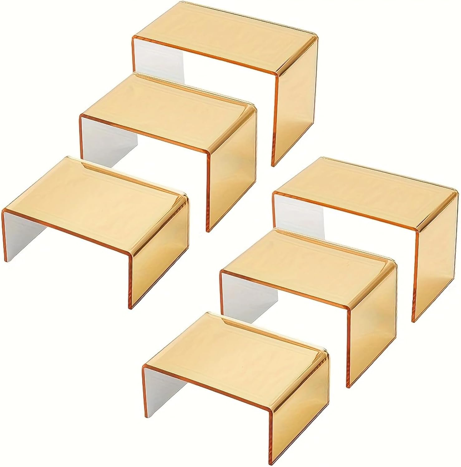 Acrylic Risers - Display Risers | Display Stand | Gold Acrylic Shelf Riser | Sizes Organizer | Dessert Display Rack | Showcase