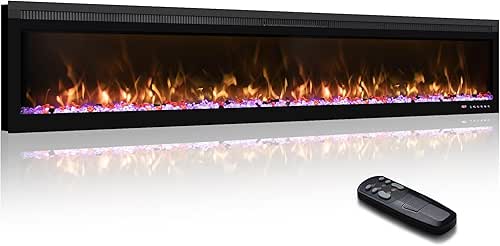 72 inch Electric Fireplace Inserts, Recessed and Wall Mounted Fireplace