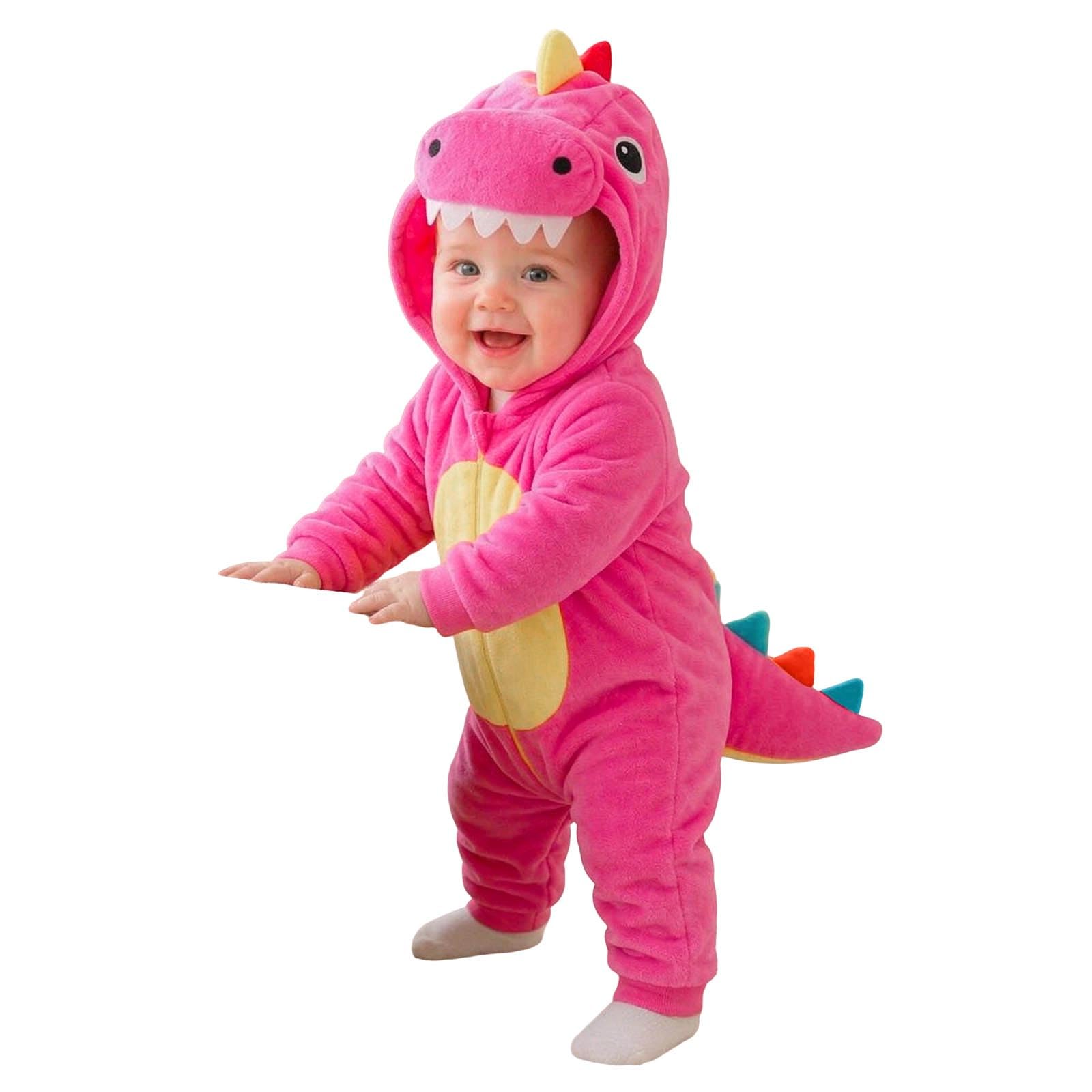 Dinosaur Costume Kids Halloween Costumes Infant Onesie Dress Up Outfit Dinosaur Onesie With Colorful Spikes And Plush Tail Full Zipper Cartoon Cosplay Onesies for Newborn Infant, Photo Prop Outfit