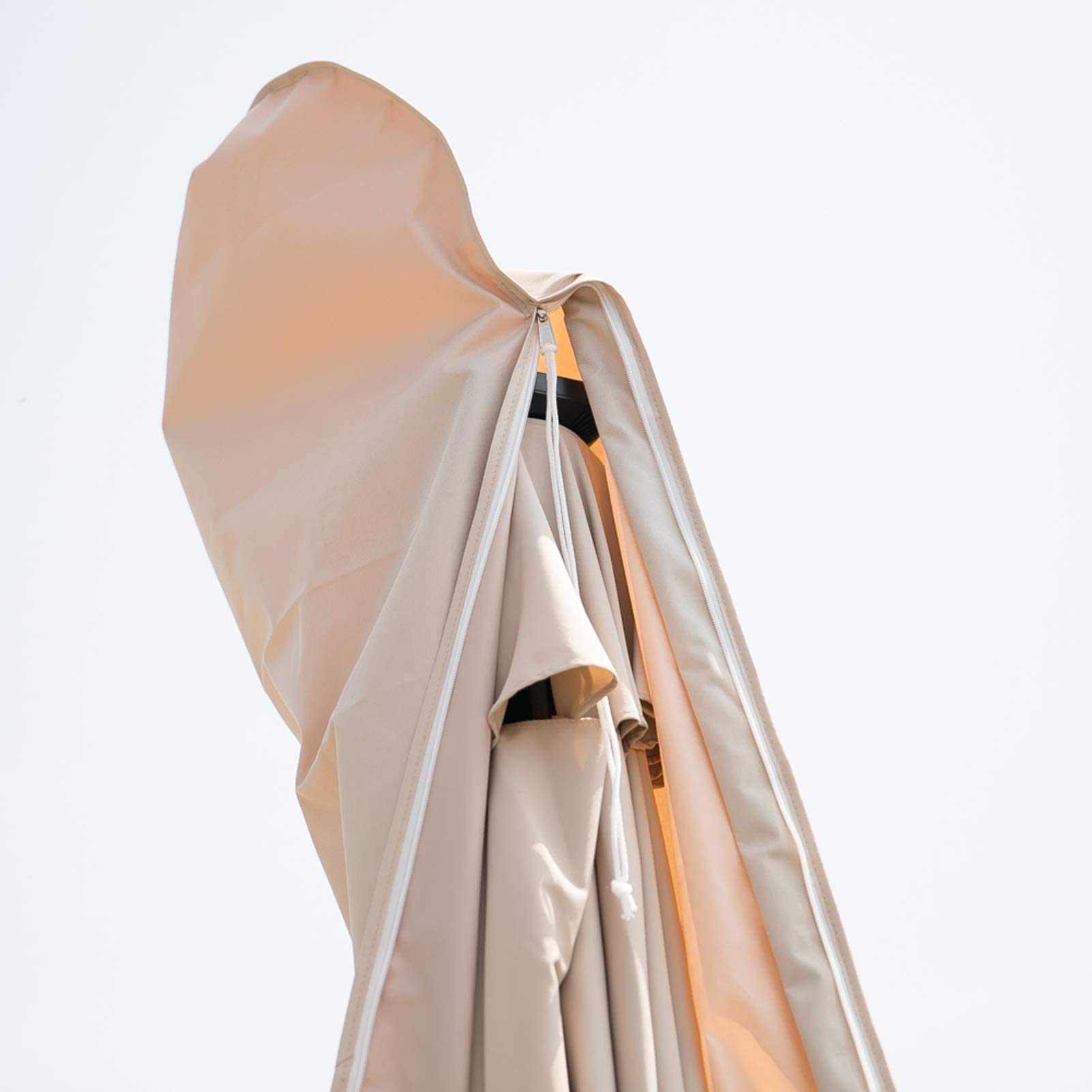 C-Hopetree Grande housse de parasol pour parasol de jardin déporté de 2 m à 3,3 m, imperméable, avec fermeture éclair et tige, beige