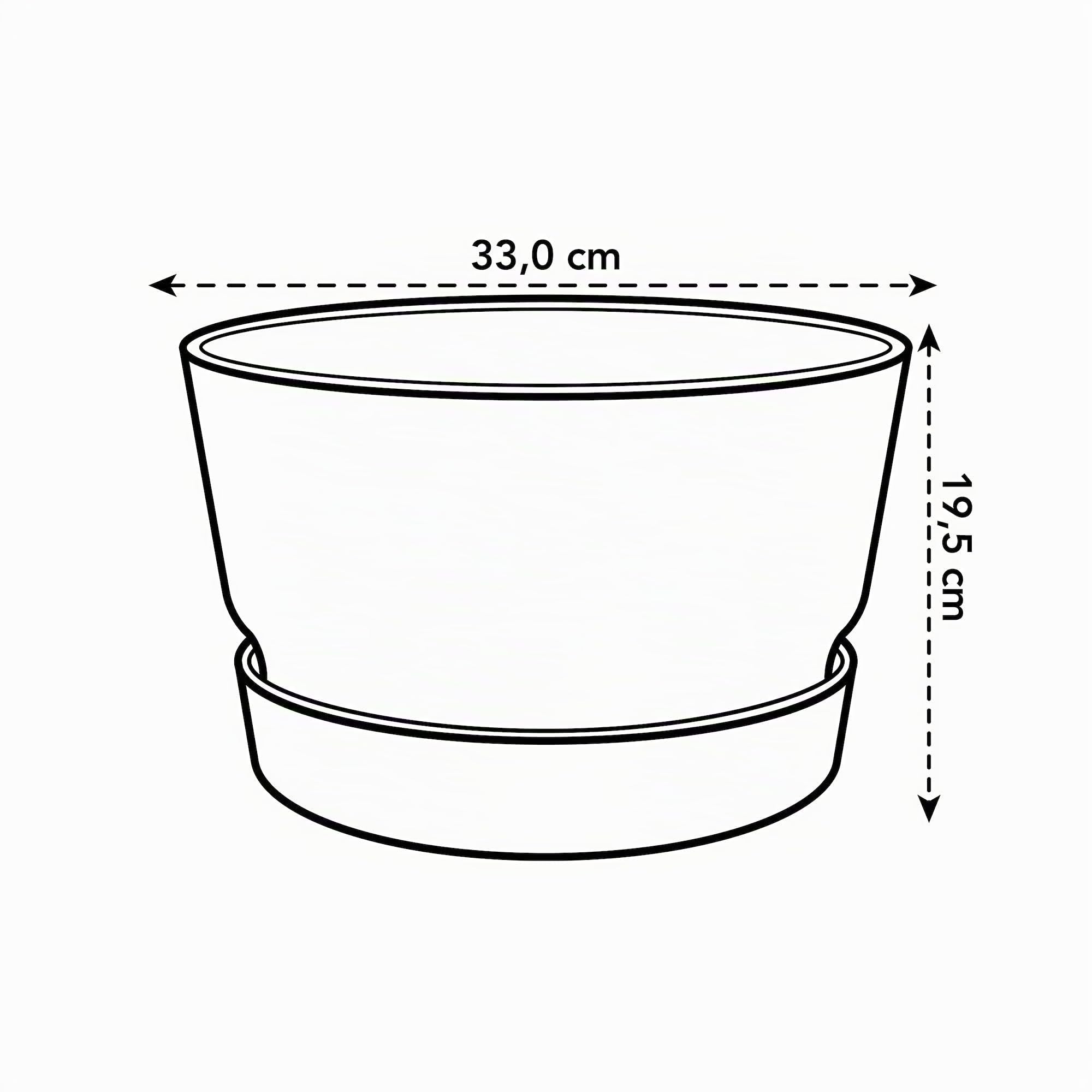 elho Greenville Schale 33 - Blumentopf für Außen - 100% recyceltem Plastik - Ø 32.5 x H 19.4 cm - Schwarz/Living Schwarz (Packung mit 2)