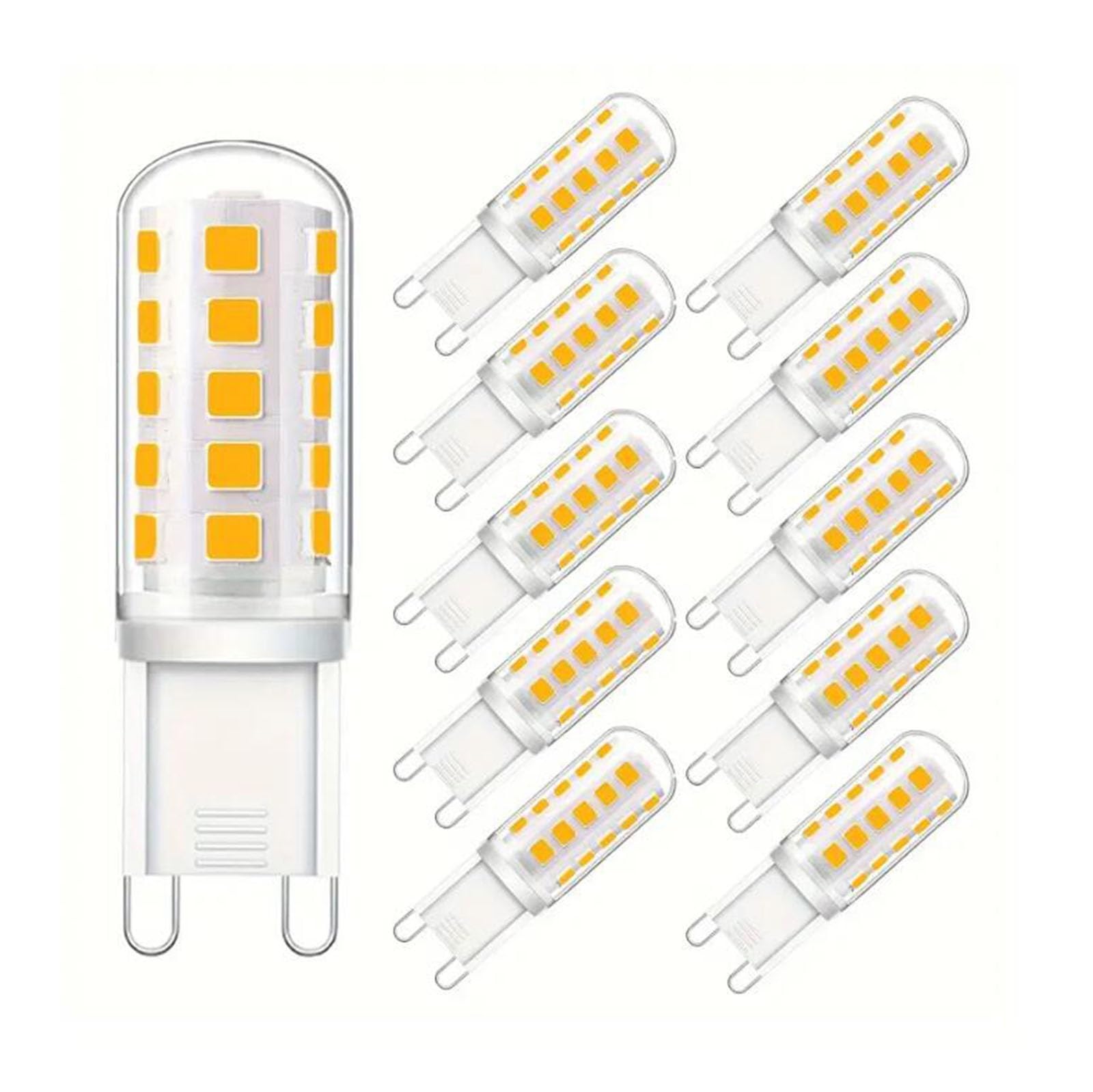 Paquete de 10 bombillas LED G9 3W de repuesto 40W Ahorro de energía Sin parpadeo Para iluminación del hogar lámparas de araña lámparas de techo dormitorios cocinas(Warm White 3000K)