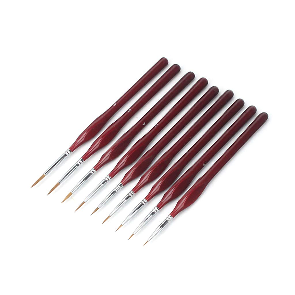 Rbrmhm As The Pic Show Detail Paint Brushes Set 9 Pcs Miniature Artist Brushes For Fine Detailing Art Painting Acrylic Watercolor Oil Models