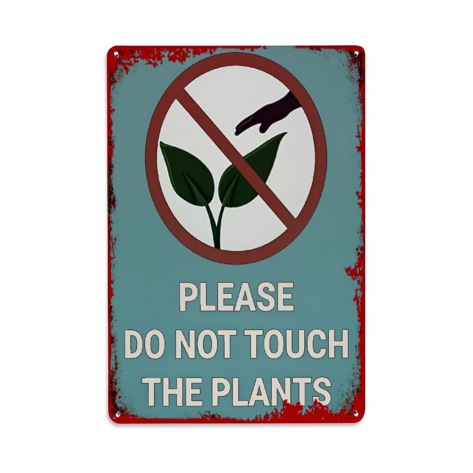 Jdfenggu Vintage No Touch Plants Sign Warning Retro Metal Tin Sign, Decor Art Poster For Bar, Home, Man Cave, Kitchen, Laundry Room Gift 8X12inch