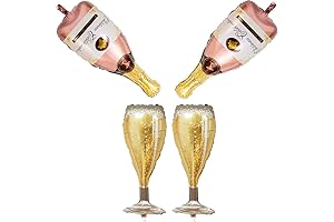 4Pcs Champagne Bottles Goblet Wine Glasses Large Mylar Foil Helium Balloons for Party Decoration