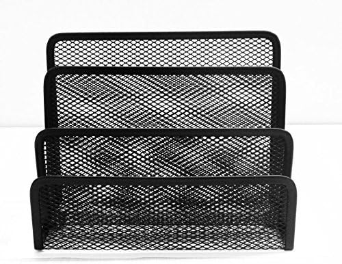 Black 3 Slot Mesh Sorter Organizer, Great for Mail, Bills & Documents. Organized Paper Holder. By Stationary Station