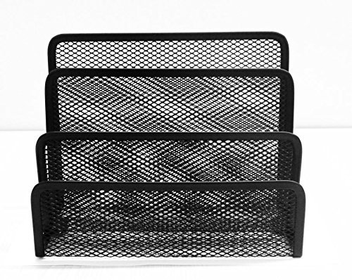 Black 3 Slot Mesh Sorter Organizer, Great For Mail, Bills & Documents. Organized Paper Holder. By Stationary Station #TOP4