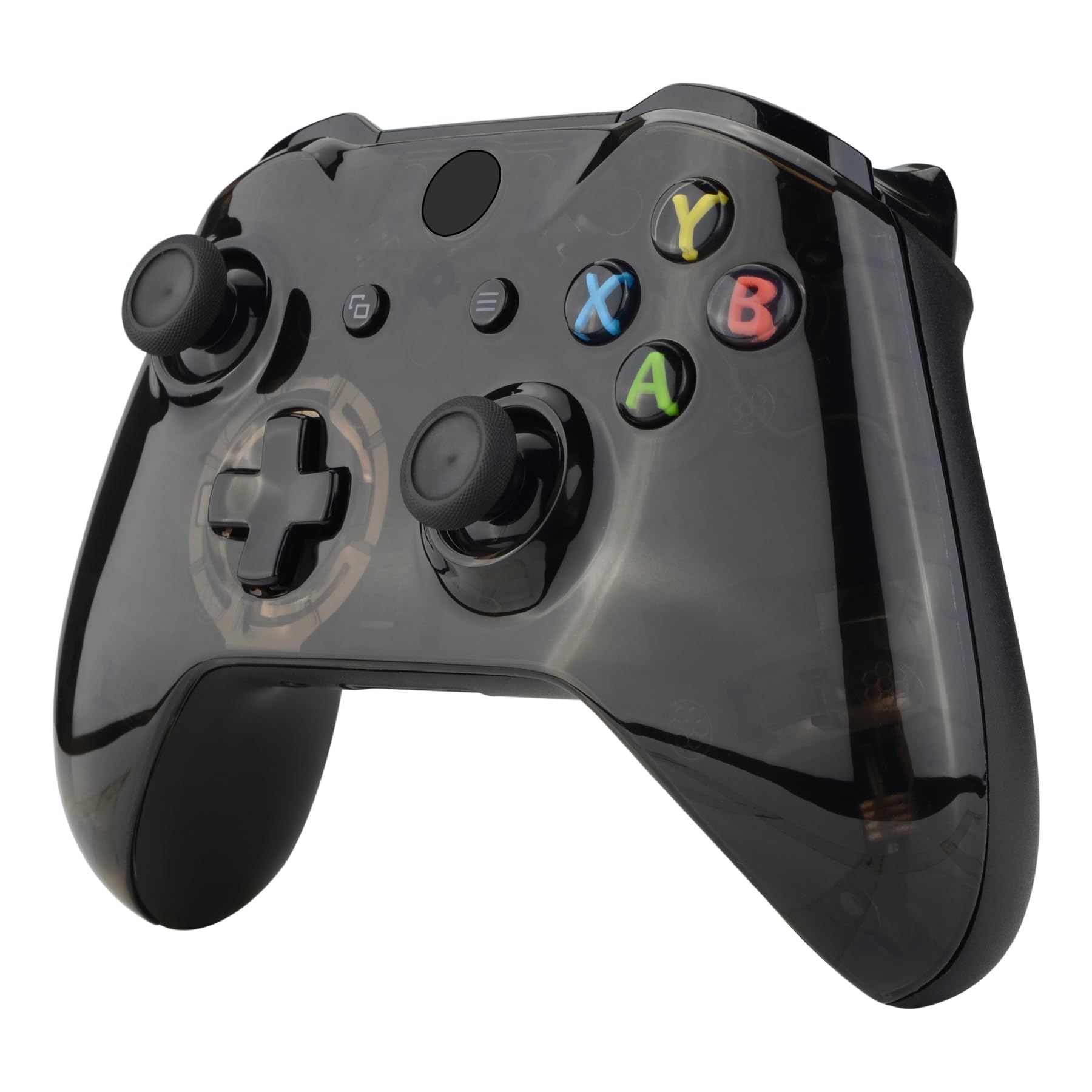 eXtremeRate Cover Custodia per Xbox One S X Joystick Model 1708,Copertura Frontale Guscio DIY Pezzo di Ricambio per Xbox One S X Controller-Trasparente Nero Cristallo