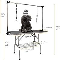 Vista 2 de ROOMTEC Mesa de aseo para perros de 36", estación plegable de baño para mascotas con brazo de altura ajustable/lazo/bandeja de malla