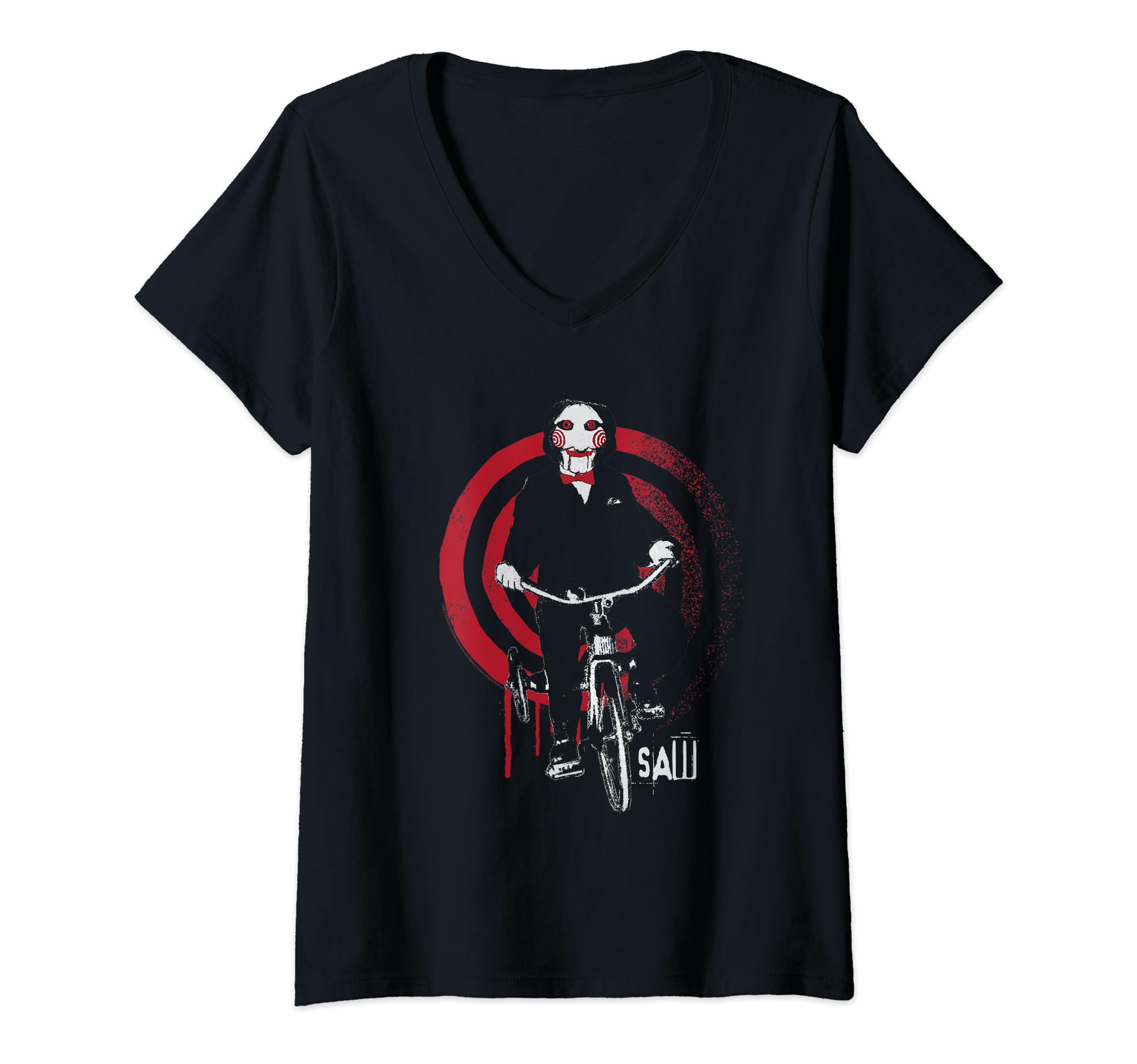 Womens Saw Jigsaw on Bike V-Neck T-Shirt