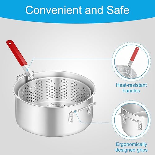 Miniatura 3 de Kit de freidora de pescado para exteriores de 10 cuartos de galón olla de aluminio resistente y canasta de 6.7 cuartos de galón, freidora de propano