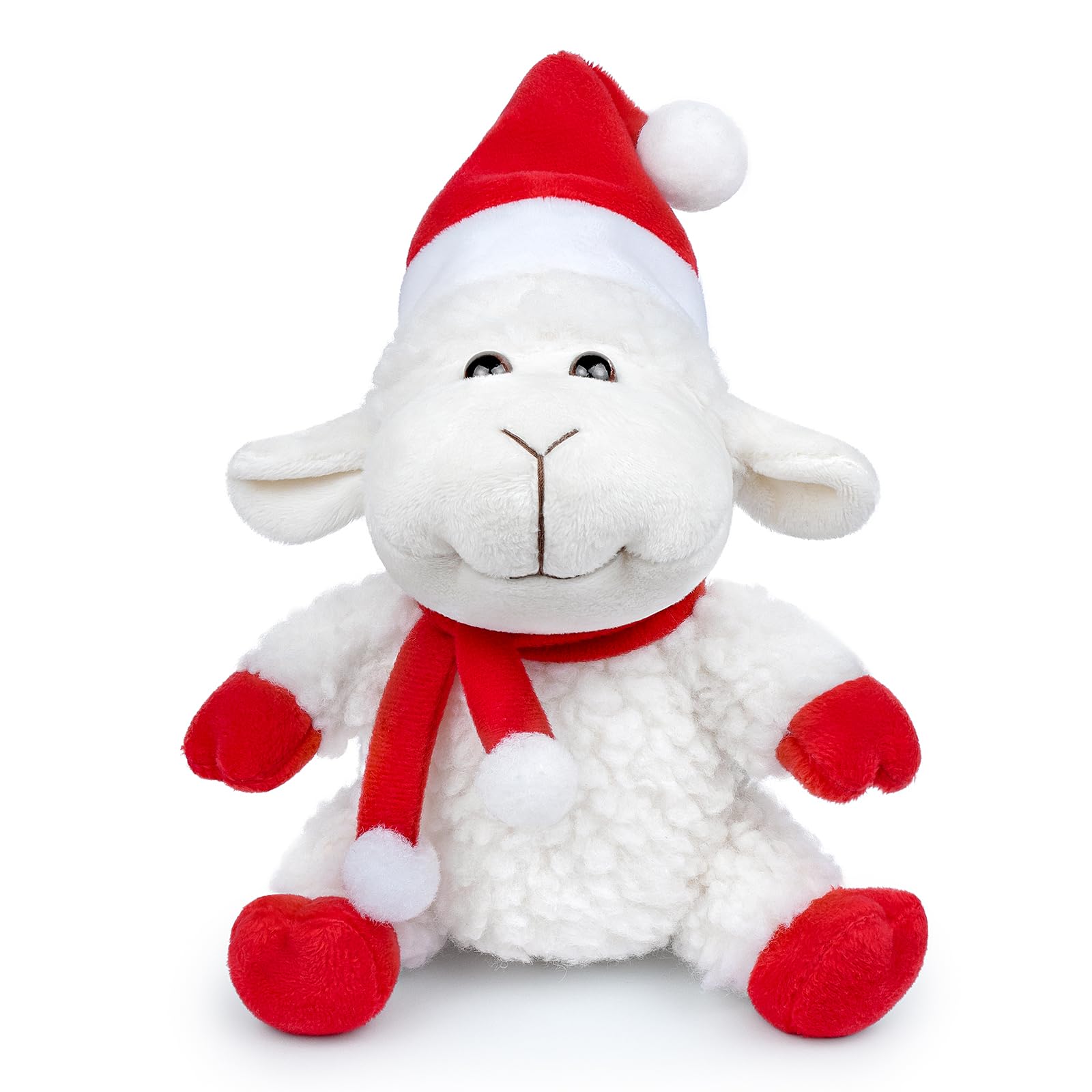 Tiny Heart Children'S Soft Christmas Sheep Plush Toy White Christmas Sheep Simulation cute Christmas Sheep plush toy Series Stuffed Animal Soft Pillow Christmas,Halloween Decorations (Sitting)