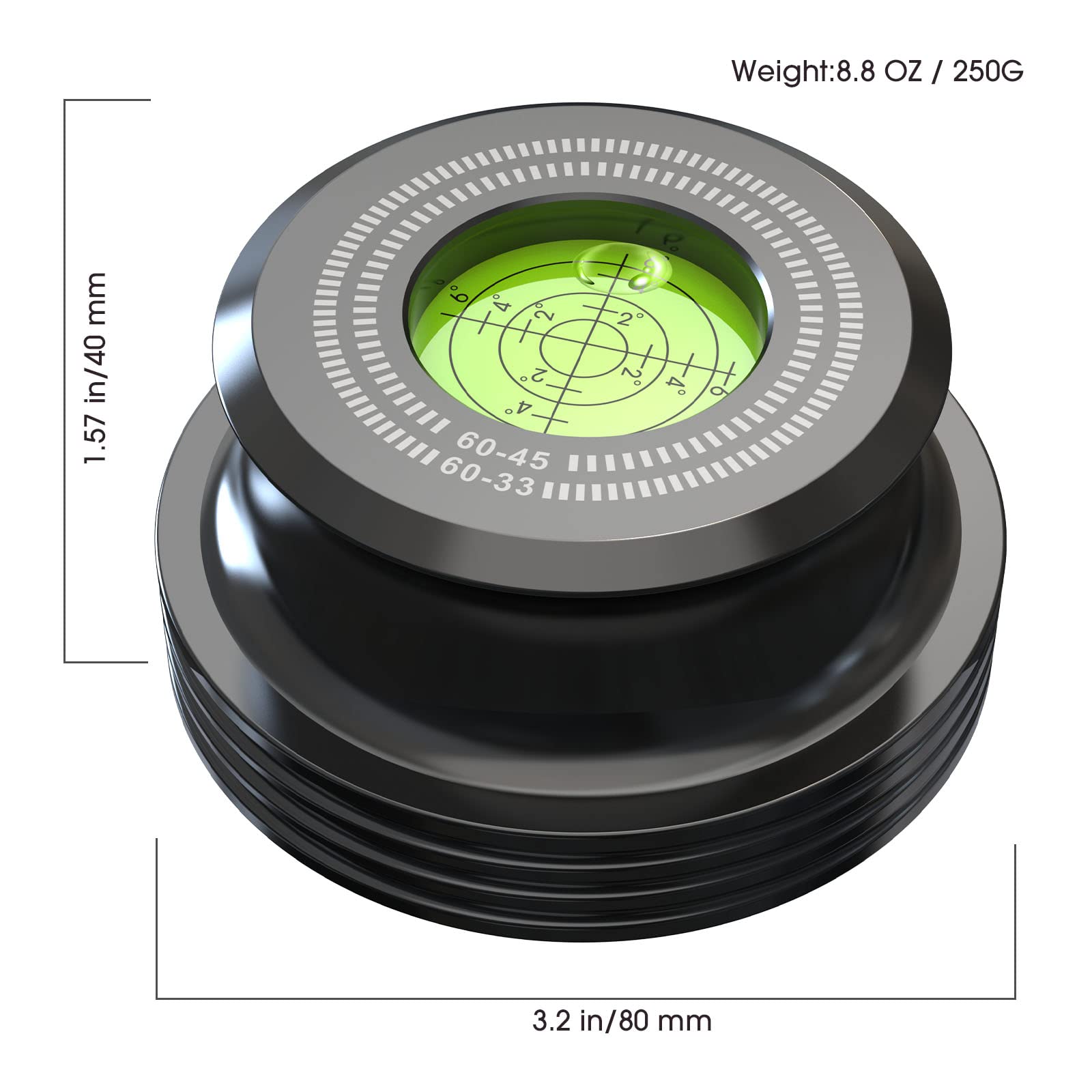 Mersoco Stabilizzatore per Giradischi, 60Hz Clamp giradischi Disco a Pressione in Vinile con Livella a Bolla per Giradischi LP in Vinile