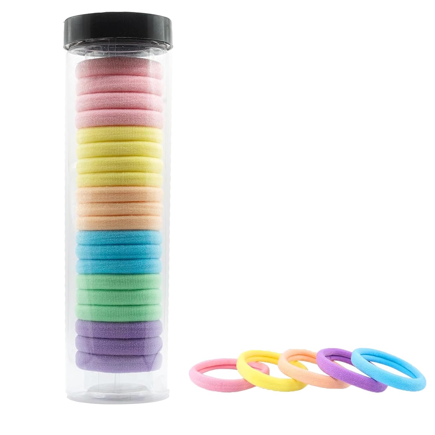20PCS Hair Ties for Women Girls, Seamless Thick Black Hair Band, Elastic Hair Ties No Damage Ponytail Holder (20pcs Macaron colors)