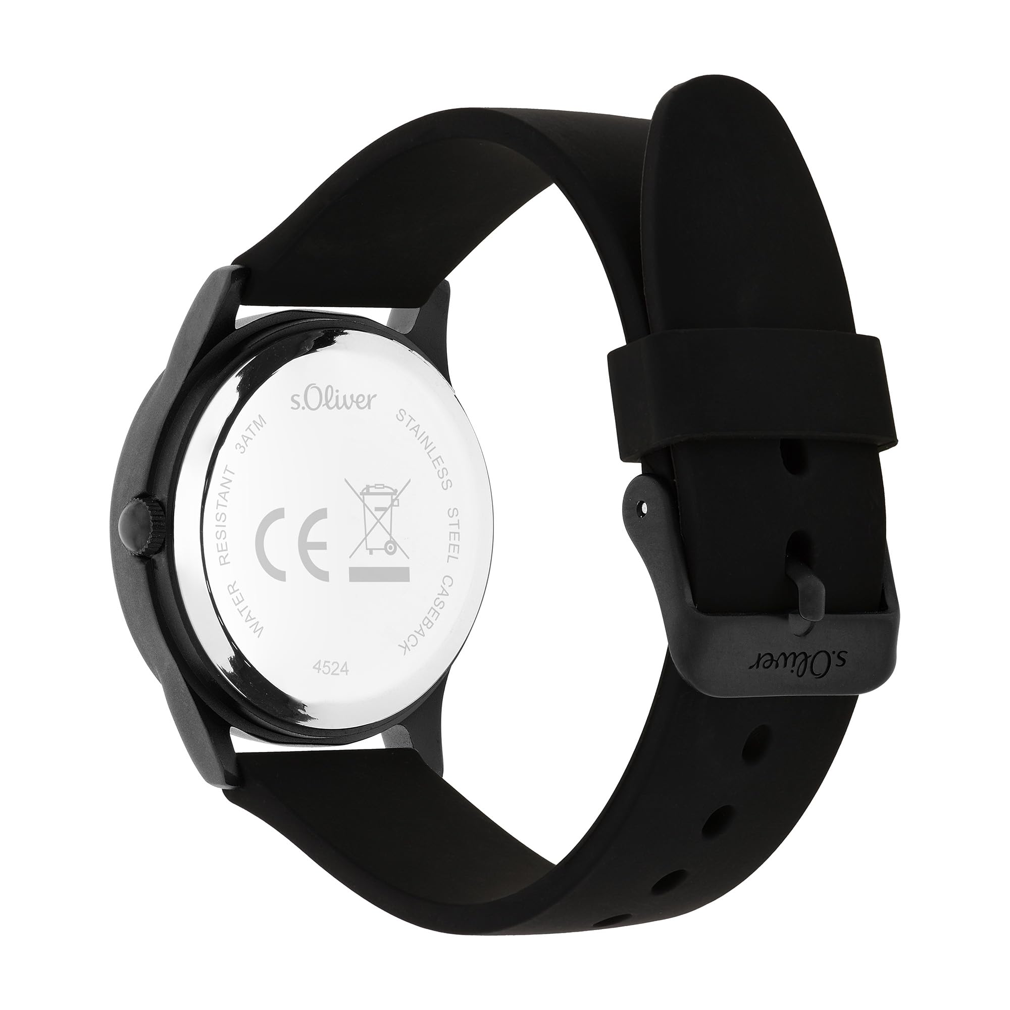 s.Oliver Armbanduhr mit Silikonband für größere Jungs und Teens - 35 mm - analoge Armbanduhr mit Quarzwerk - hoher 3 ATM wasserdicht - widerstandsfähig und Kratzfest