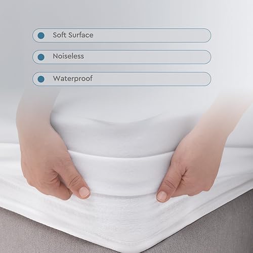 Miniatura 5 de YATAS BEDDING Microfit - Protector de colchón impermeable, sin vinilo, suave y duradero, lavable a máquina a 90, color blanco (tamaño matrimonial,