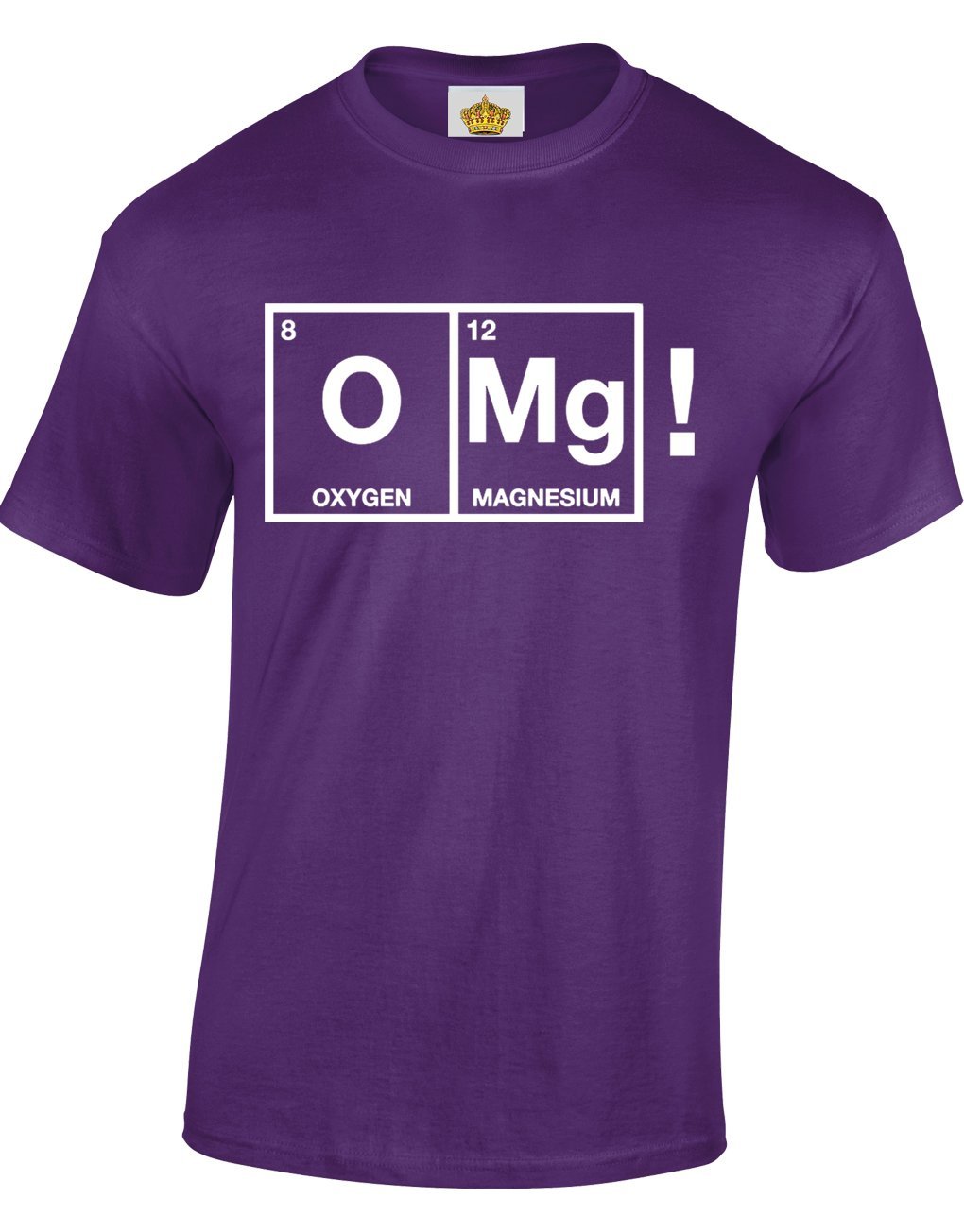 Crown Designs OMG Chemical Symbols Cool Funky Geek Nerd for Men & Teenagers T-Shirts Tops - Purple/Large