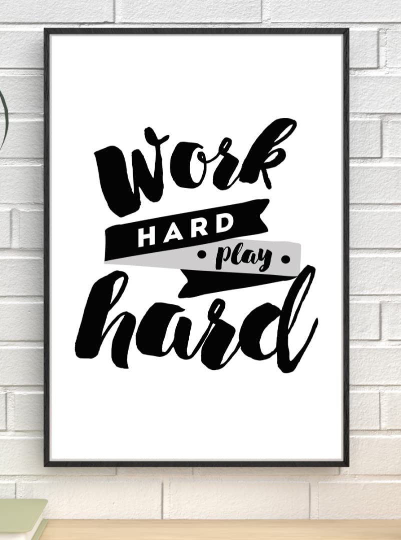 Poster mural Work Hard Play Hard affiche de qualite superieure A1