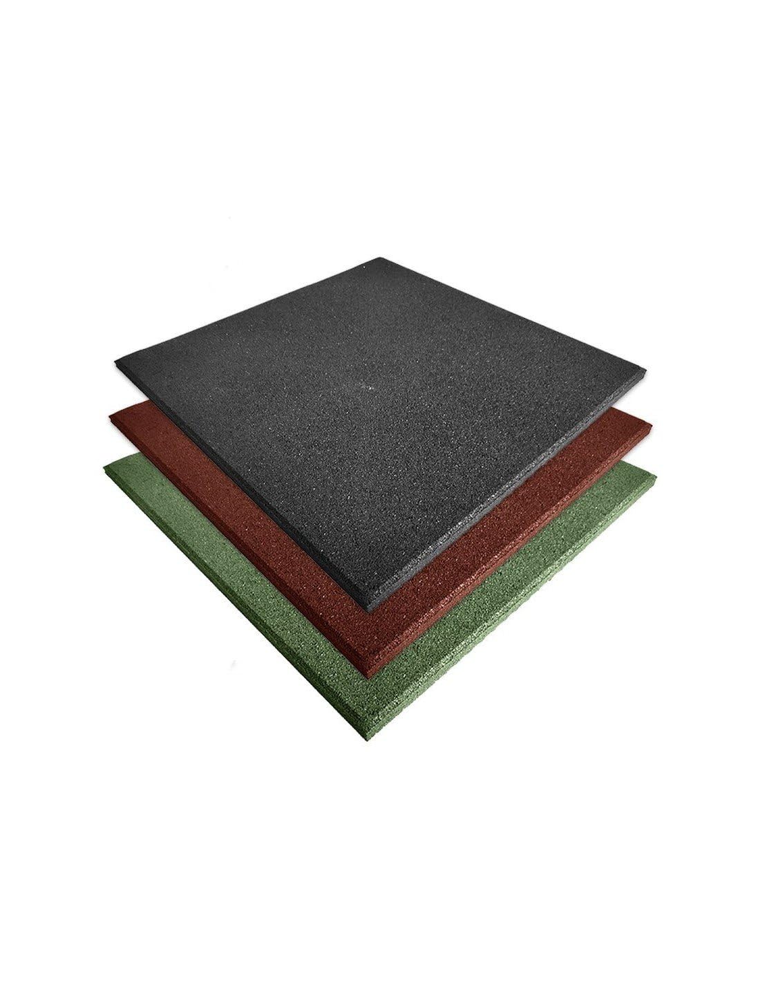 JARDIN202 - Loseta de Caucho Maciza 40mm | 50x50cm | Especial para Gimnasios | Suelos Infantiles | Fitness | 8 losetas: 2 m2 (Negra)