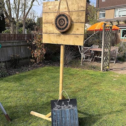 Set de jeu de lancer de hache - Jeu de cible en bois pour le plaisir intérieur/extérieur, comprend 3 petites haches, sûr pour les vacances en famille et convient pour la décoration murale