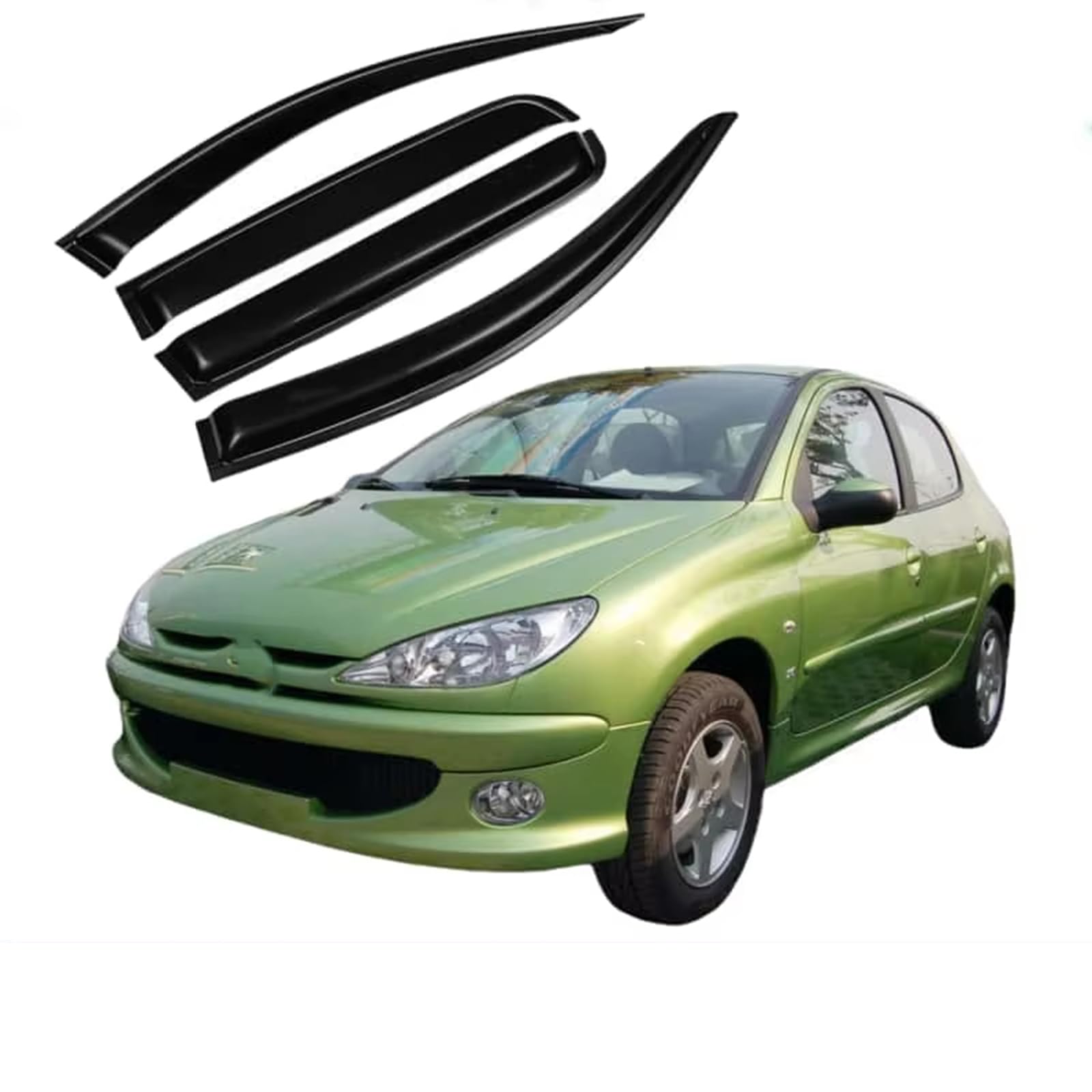 Déflecteurs vent d'air Peugeot 206 - Protection pluie et anti-buée pour vitres latérales 4pc