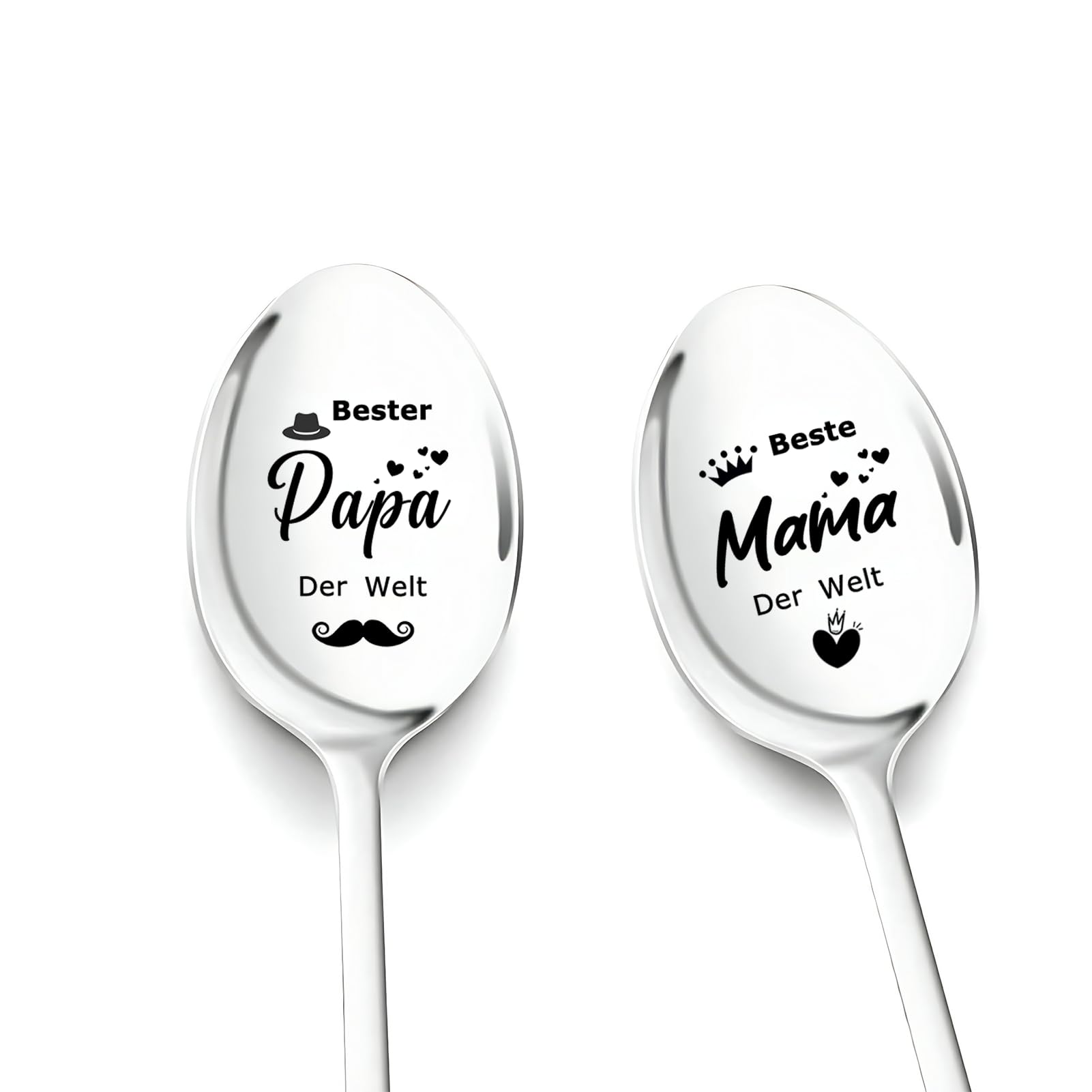 Geschenk für Mama und Papa, 2 Stück Kaffeelöffel mit Gravur | Geschenk für Beste Papa Mama zum Weihnachten Geburtstag Ostern Muttertag Vatertag, Geburtstagsgeschenk für Muttertag Vatertag