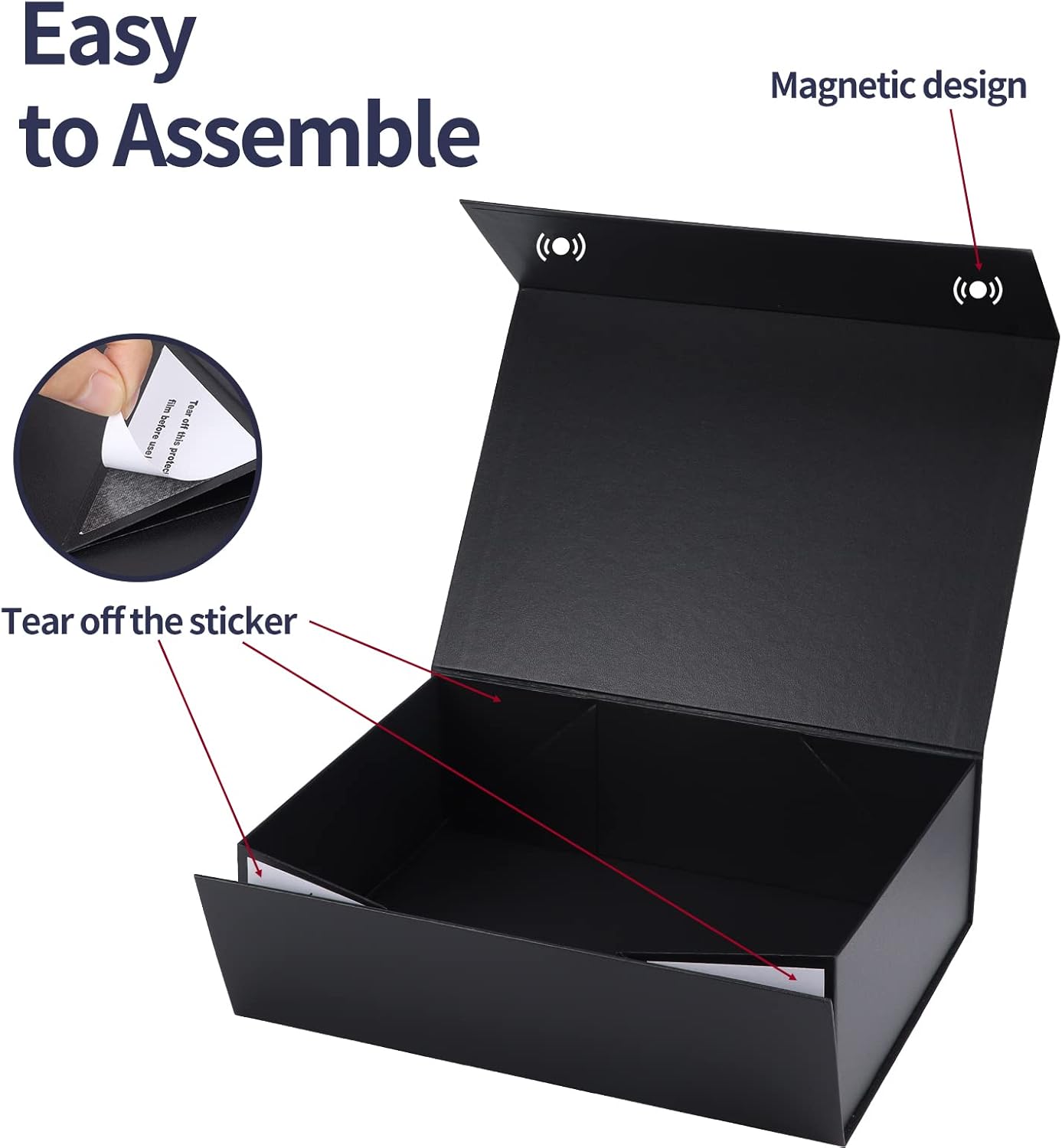 Giftgarden 4-Pack 11”x8”x3.5” Black Gift Boxes with Magnetic Lids, Large Collapsible Gift Wrap Box Magnet Clourse for Presents, Mothers Day, Birthday, Wedding, Bridesmaid Groomsman Proposal Box