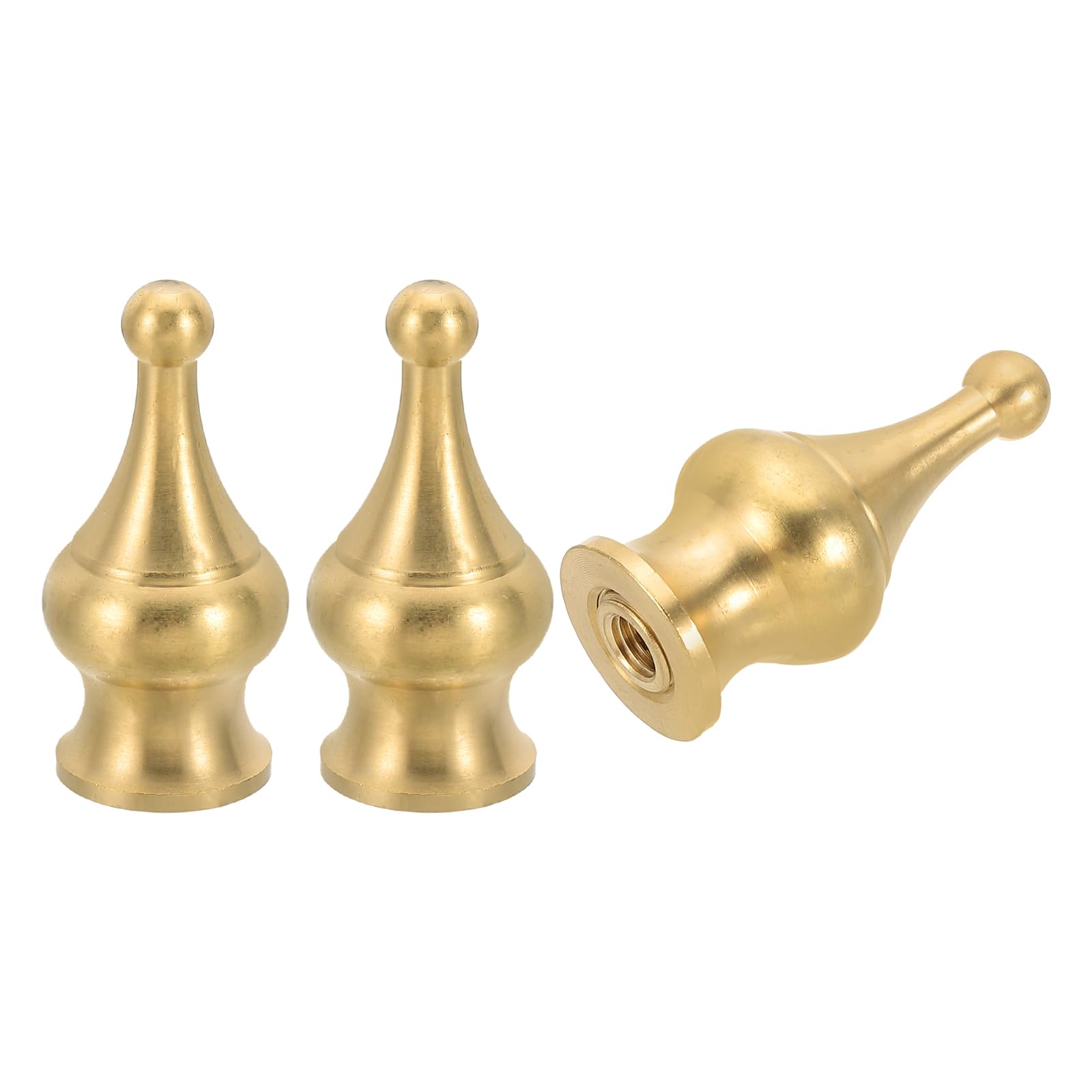 PATIKIL 22 x 45mm Lamp Finials Caps Knob, 3 Set Solid Brass Lamp Shade Top Decoration Screw Cap Nuts with Brass Reducing Adapter for Table Lamps Floor