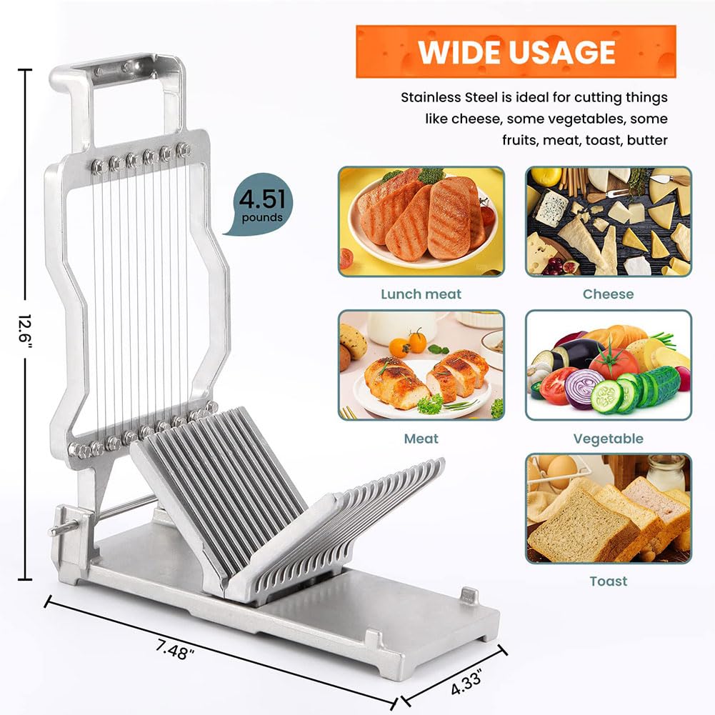 Gewerbliche Käse- Und Brotschneidemaschine, Manueller Käseschneider (1 cm & 2 cm), Küchenbackutensilien Aus Edelstahl Für Käse, Butter, Toast Und Aufschnitt (10 Mm).20mm
