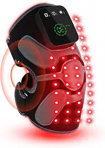 Red Light Therapy Knee Massager 660nm & 850nm, Heated Vibration Knee Brace, Cordless Rechargeable with Timer & Pulse Modes