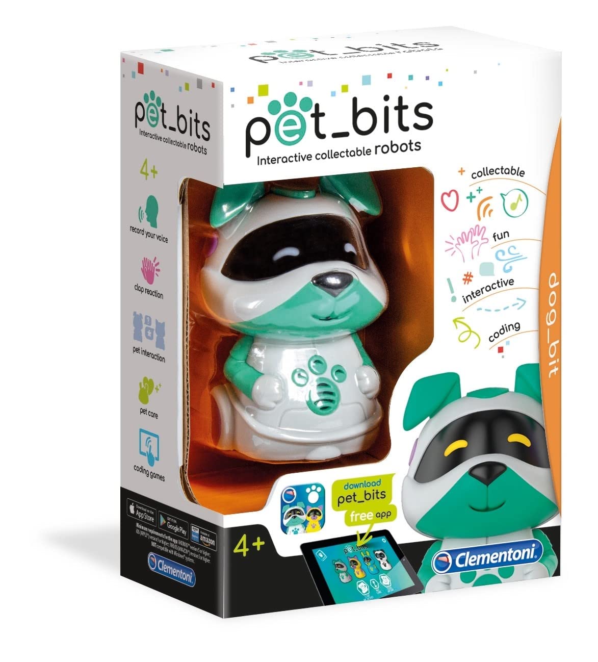 Clementoni - 12099 - Sapientino - Dog Bit, Robot educativo Bambini - Coding per Bambini 4 Anni, Robot Coding, Pet Bits collezionabili, elettronico parlante