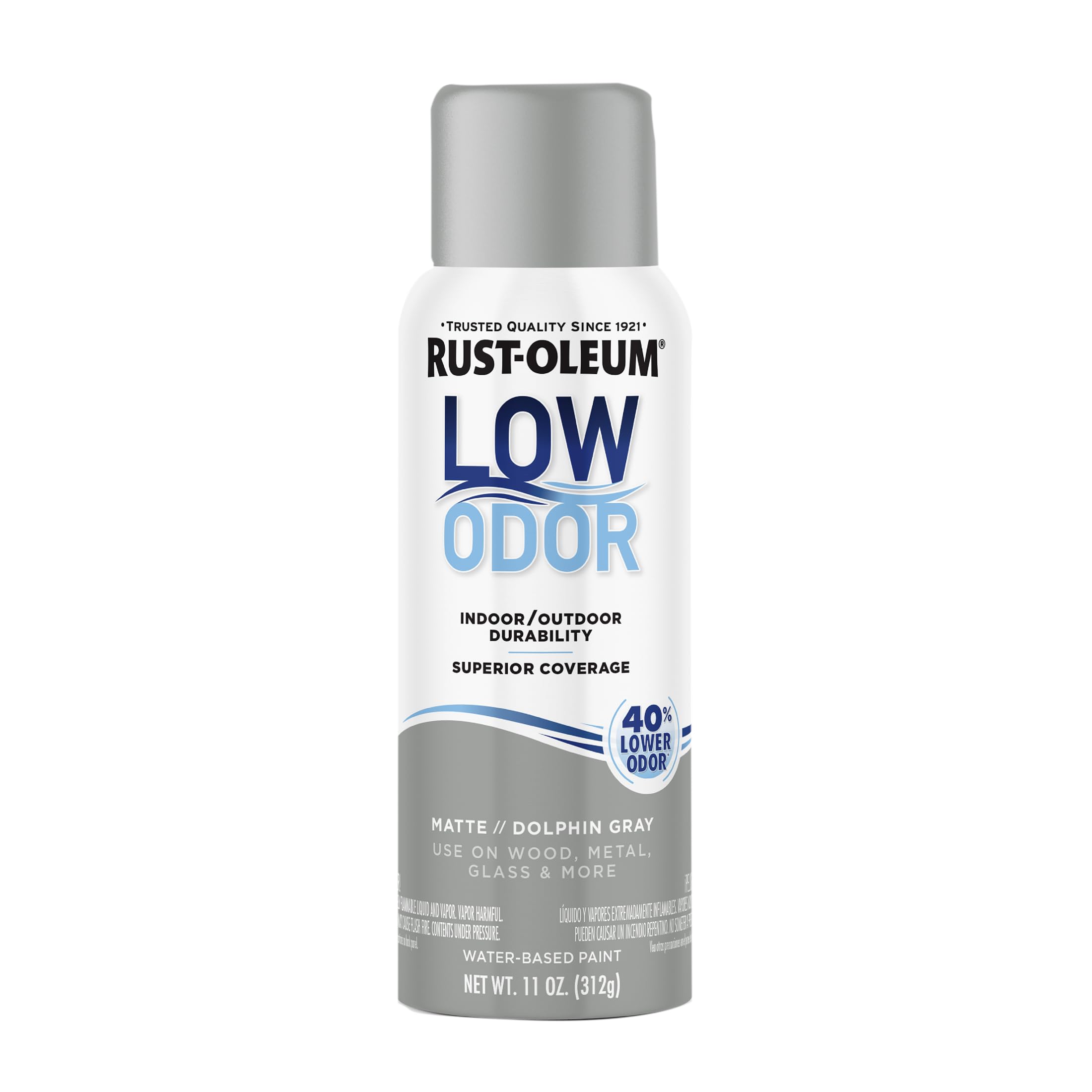 Rust-Oleum Low Odor Premium Spray Paint, Matte Dolphin Gray