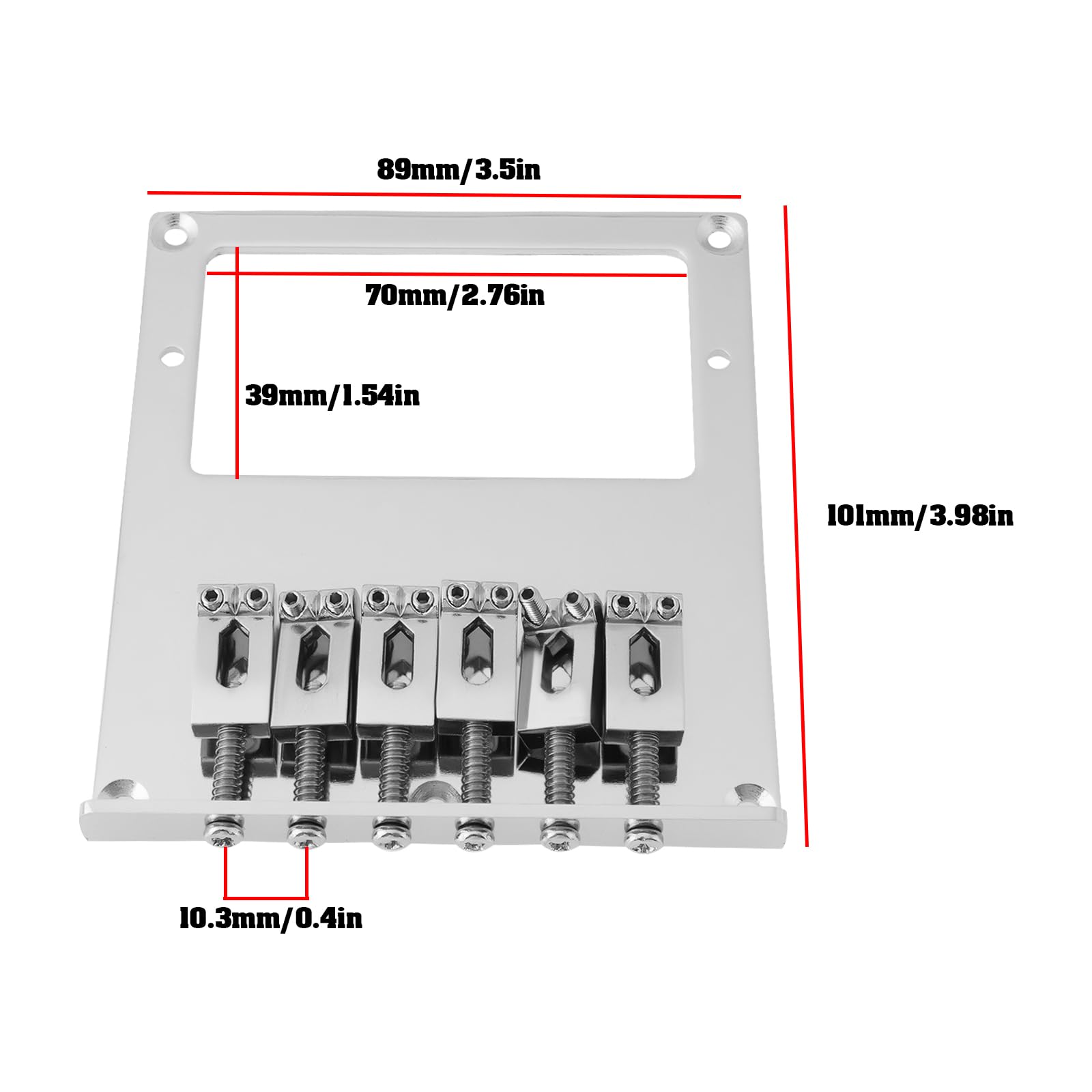 Briny River Guitar Bridge 101 * 89mm Compatible with Telecaster Guitar Silver Chrome - Image 4