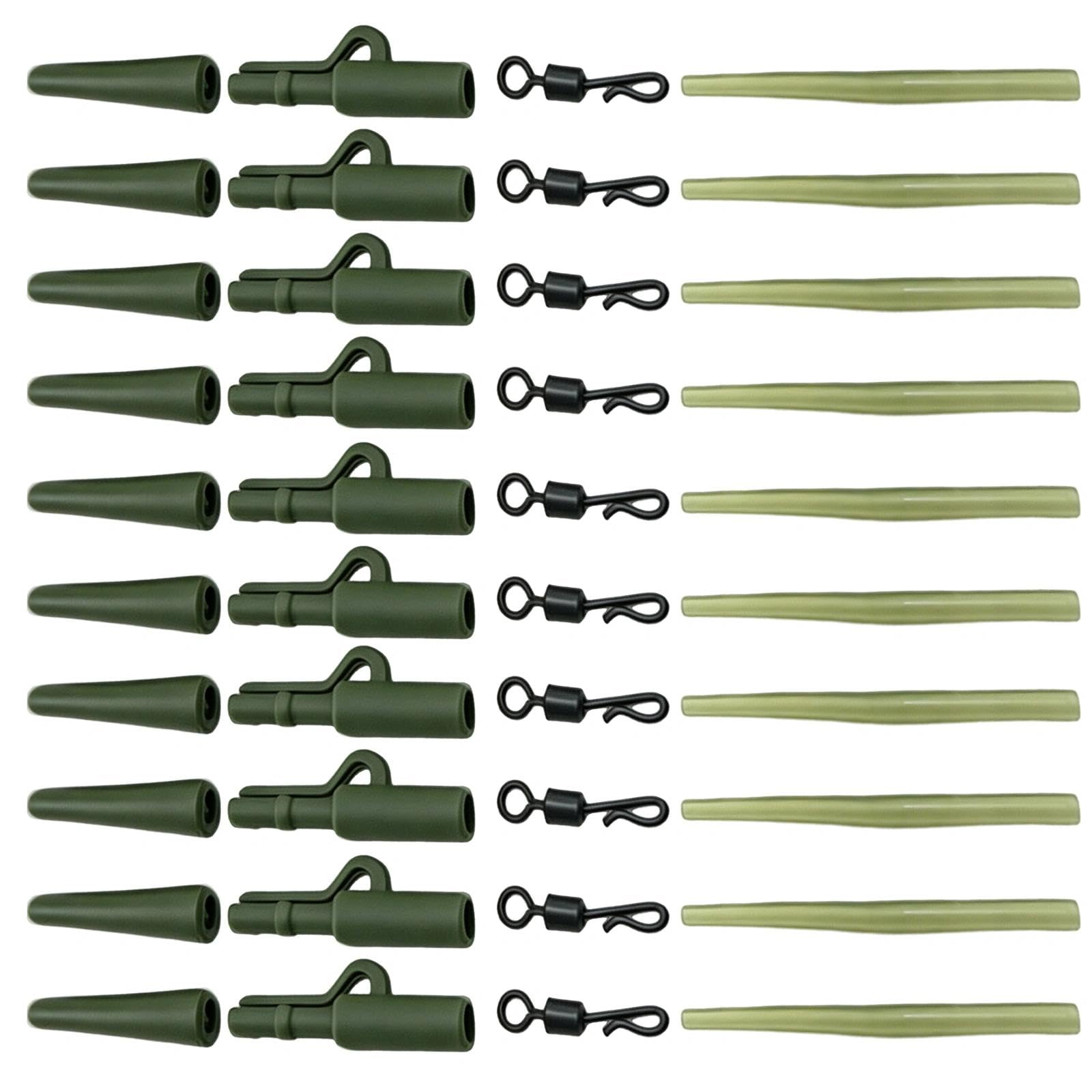 40Pcs Carp Fishing Tackle Lead Clips Swivels Anti-Tangle Tail Rubbers Kit