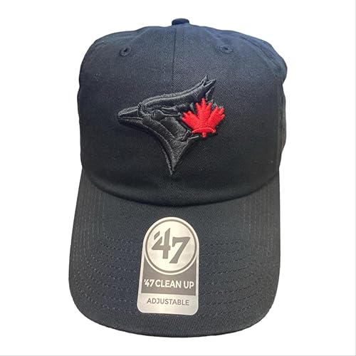 Miniatura 2 de '47 Toronto Blue Jays - Sombrero de limpieza ajustable con diseño de hojas negras sobre negro y rojo, color negro, talla M, Negro -