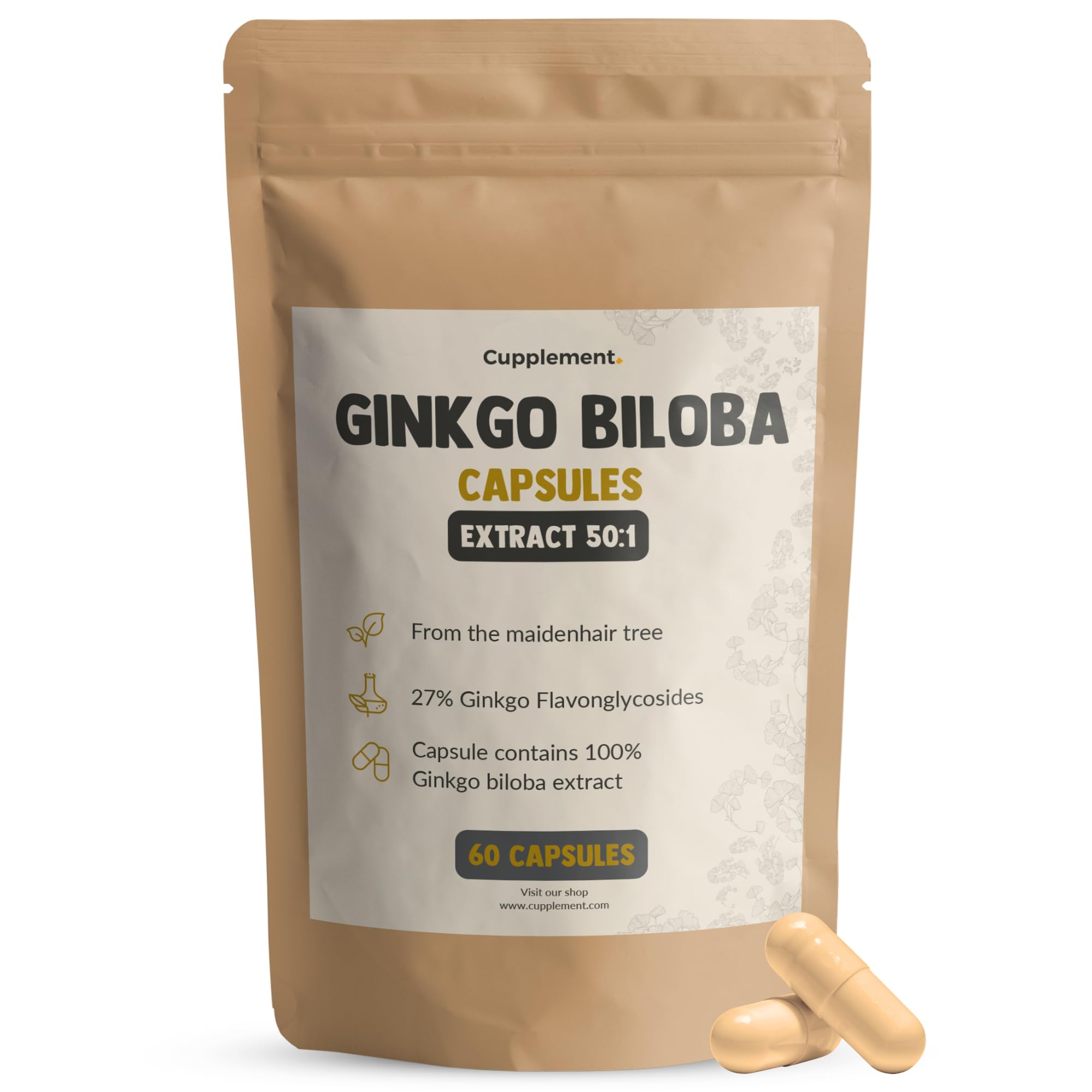 Ginkgo Biloba Kapseln 100 mg Kombideal 4x 60 Capsules - Gedächtnis & Konzentration - Nootropika Ginkgo - Vegan - Ohne Zusatzstoffe - Laborgeprüft - 60 Tage Vorrat pro Beutel