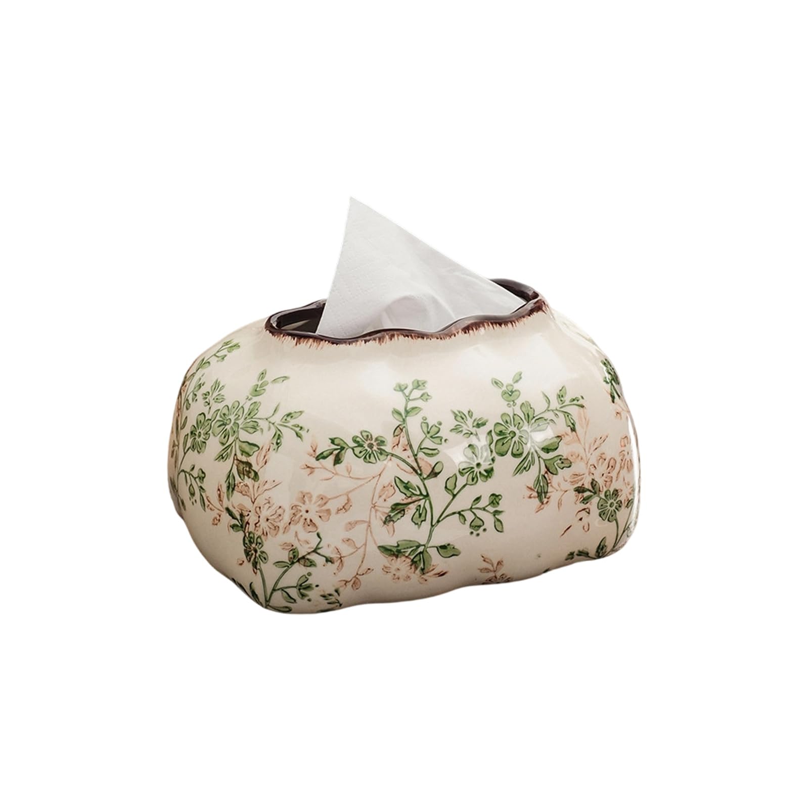 PANGBOER Delicate Porcelain Tissue Box Case for Bathroom Shelf Decoration Tissue Box/Fruit Platter/Chopsticks Holder Hand Painted Ceramic Planner