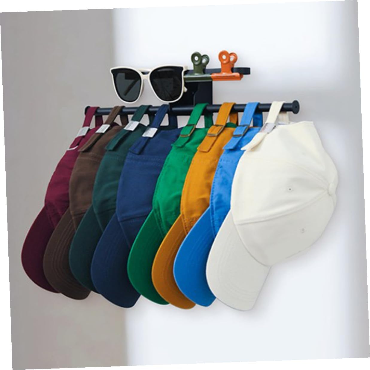Wall-mounted Baseball Hat Holder and Cap Rack Carbon Steel Hat Organizer Space-saving for Closet and Door