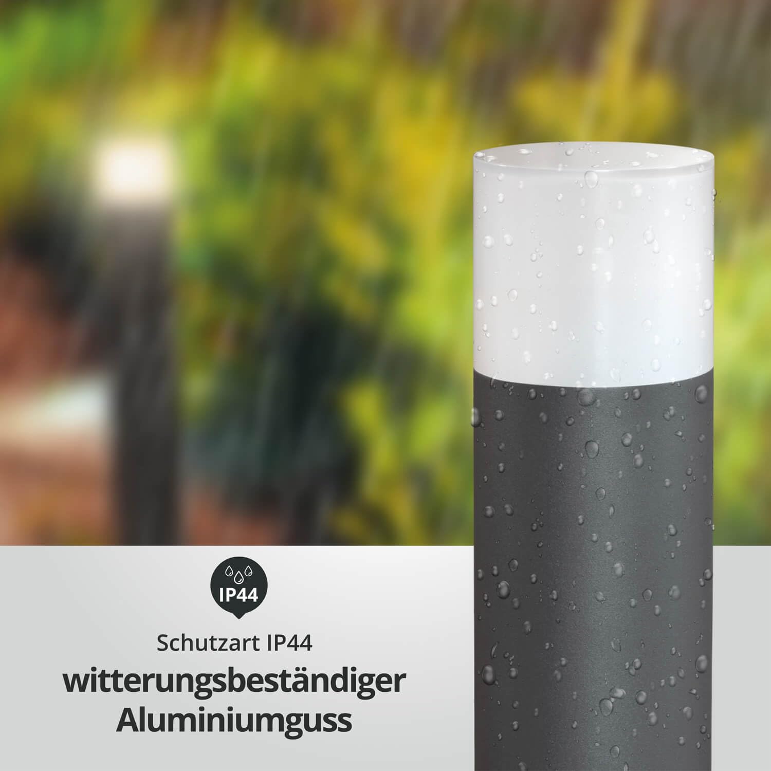 LED Universum - Wegeleuchte 80cm Rund Anthrazit mit Bewegungsmelder aus Aluguss Außenleuchte witterungsbeständig für LED Leuchtmittel E27 Gartenleuchte IP44